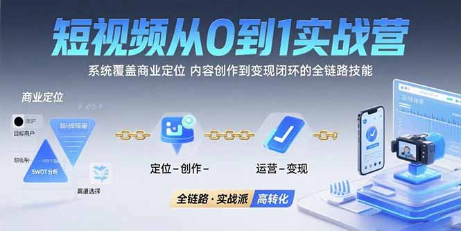 短视频从0到1的实战营：系统覆盖商业定位,内容创作到变现闭环的全链路技能-羽哥创业课堂