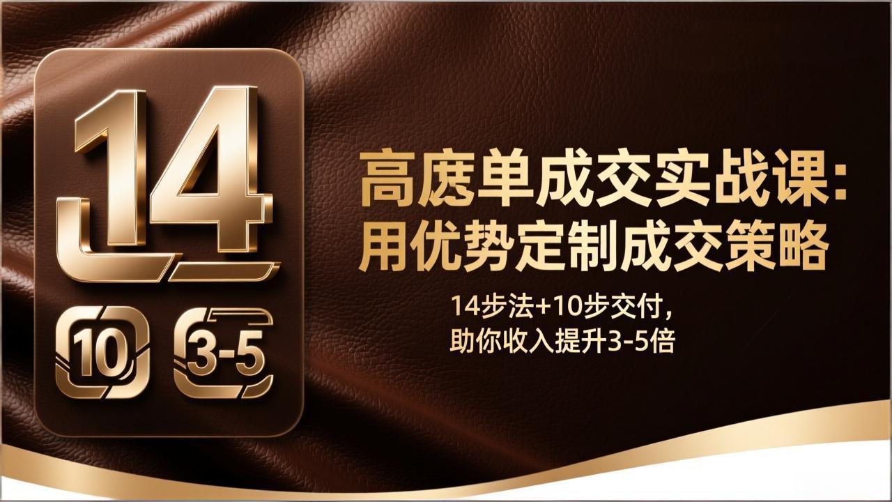 高客单成交实战课：用优势定制成交策略，14步法+10步交付，助你收入提升3-5倍-羽哥创业课堂