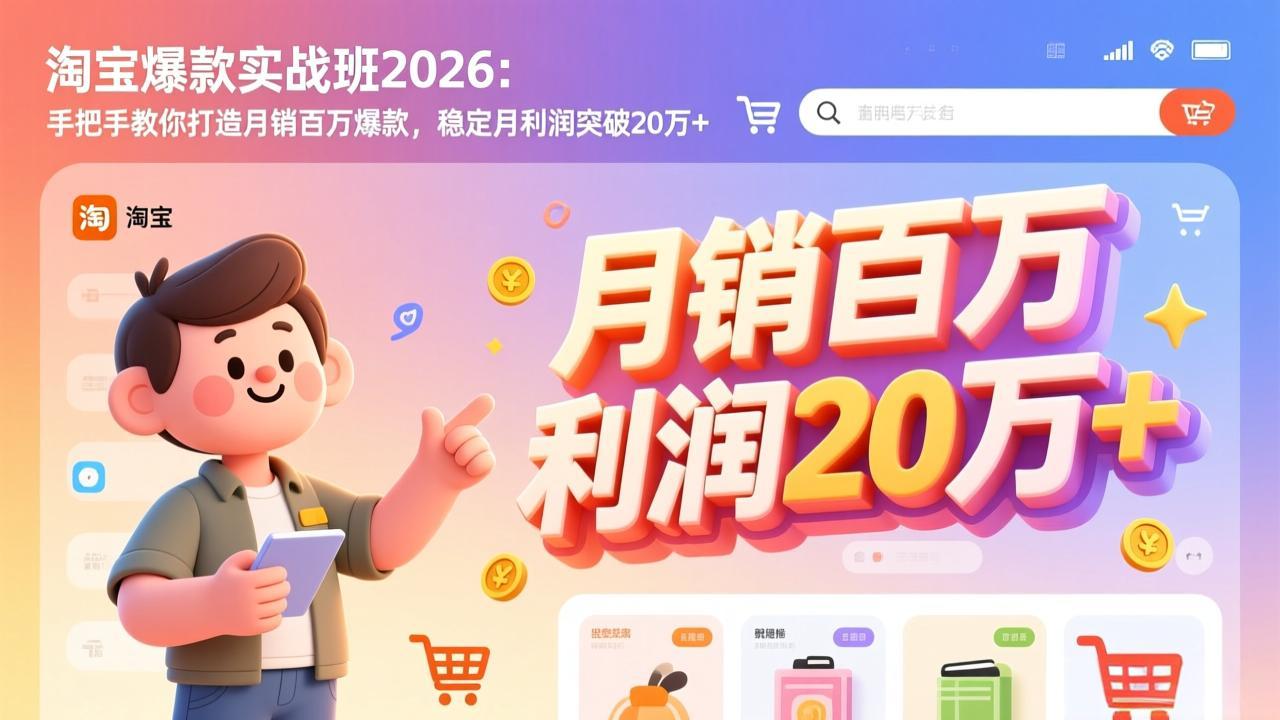 淘宝爆款实战班-2026年3月更新：手把手教你打造月销百万爆款，稳定月利润突破20万+-羽哥创业课堂