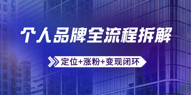 个人品牌全流程拆解：定位+涨粉+变现闭环，微信生态运营与资源整合-羽哥创业课堂