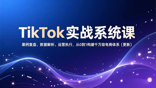 TikTok实战系统课，案例复盘、数据解析、运营执行，从0到1构建千万级电商体系(更新-羽哥创业课堂