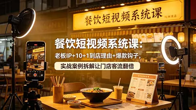 餐饮短视频系统课：老板IP+10+1到店理由+爆款钩子，实战案例拆解让门店客流翻倍-羽哥创业课堂