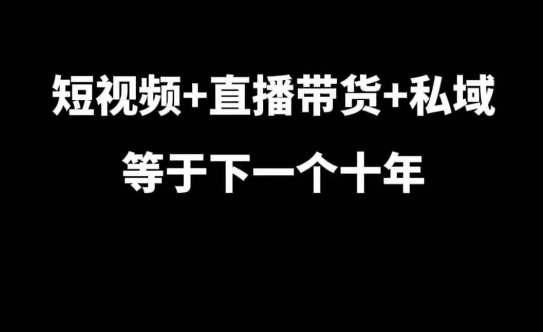 短视频+直播带货+私域等于下一个十年，大佬7年实战经验总结-羽哥创业课堂