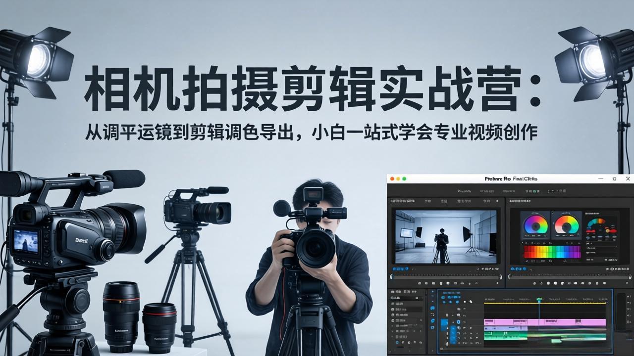 相机拍摄剪辑实战营：从调平运镜到剪辑调色导出，小白一站式学会专业视频创作-羽哥创业课堂