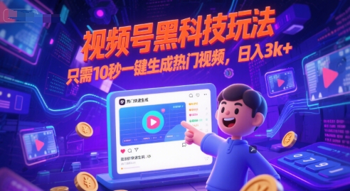 视频号黑科技玩法，只需10秒一键生成热门视频，日入3k+【揭秘】-羽哥创业课堂