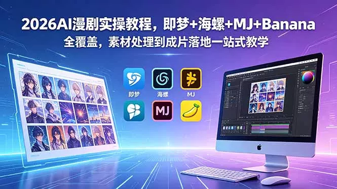 2026AI漫剧实操教程,即梦+海螺+MJ+Banana全覆盖,素材处理到成片落地一站式教学-羽哥创业课堂