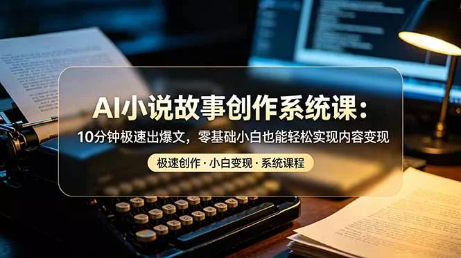 AI小说故事创作系统课：10分钟极速出爆文，零基础小白也能轻松实现内容变现-羽哥创业课堂