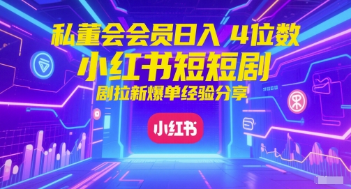 私董会会员日入4位数小红书红果短剧拉新爆单经验分享-羽哥创业课堂