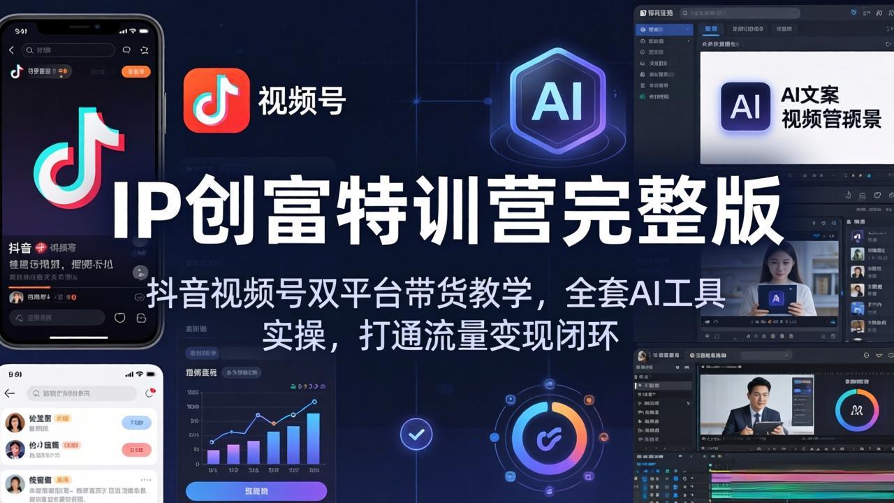 IP创富特训营完整版：抖音视频号双平台带货教学，全套AI工具实操，打通流量变现闭环-羽哥创业课堂