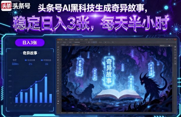 头条号AI黑科技生成奇异故事，稳定日入3张，每天半小时-羽哥创业课堂