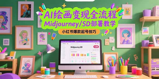 AI绘画变现全流程,Midjourney/SD部署教学,小红书爆款起号技巧-羽哥创业课堂