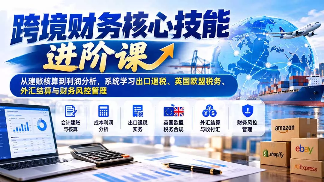 跨境财务核心技能进阶课：从建账核算到利润分析，系统学习出口退税、英国欧盟税务、外汇结算与财务风控管理-羽哥创业课堂