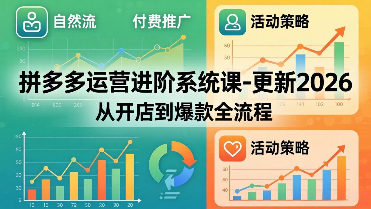 拼多多运营进阶系统课-更新2026：从开店到爆款全流程，自然流+付费推广+活动策略-羽哥创业课堂