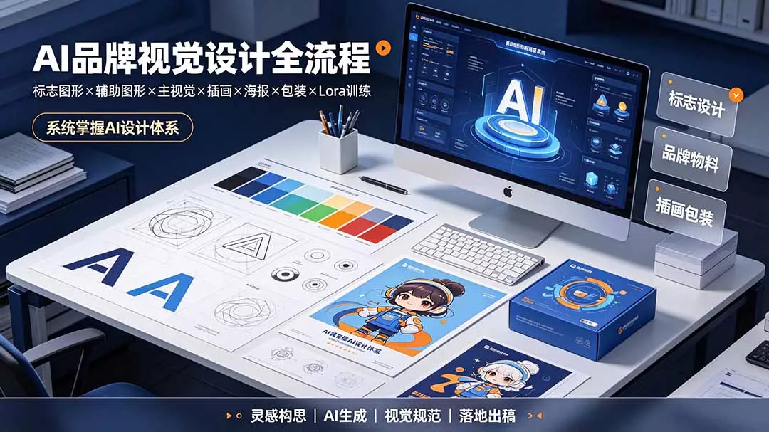 AI品牌视觉设计全流程：标志图形×辅助图形×主视觉×插画×海报×包装×Lora训练，系统掌握AI设计体系-羽哥创业课堂