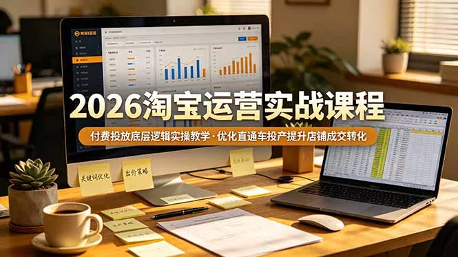 2026 淘宝运营实战课程，付费投放底层逻辑实操教学，优化直通车投产提升店铺成交转化-羽哥创业课堂