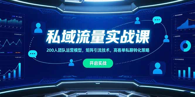 私域流量实战课，200人团队运营模型，矩阵引流技术，高客单私聊转化策略-羽哥创业课堂