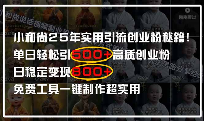 小和尚2025年实用引流秘籍！单日轻松引500+高质量创业粉，日变现800+，…-羽哥创业课堂