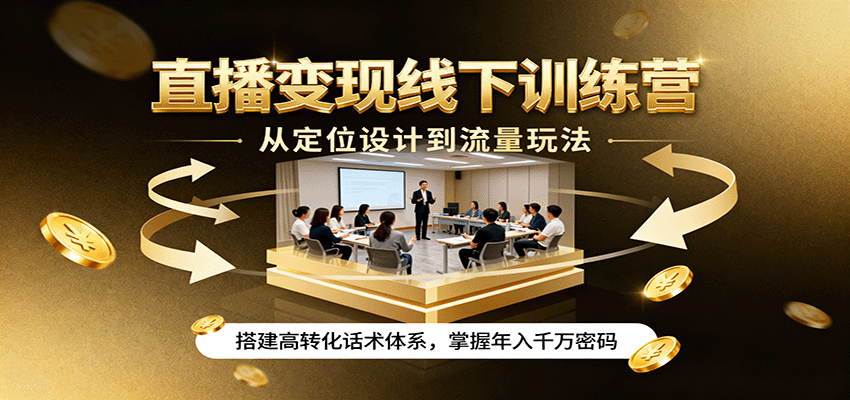 直播变现线下训练营，从定位设计到流量玩法，搭建高转化话术体系，掌握年入千万密码-羽哥创业课堂