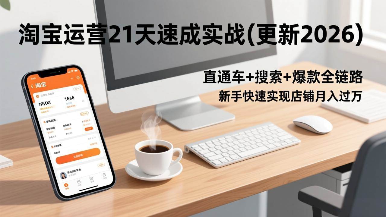 （17201期）淘宝运营21天速成实战(更新2026)，直通车+搜索+爆款全链路，新手快速实现店铺月入过万-羽哥创业课堂