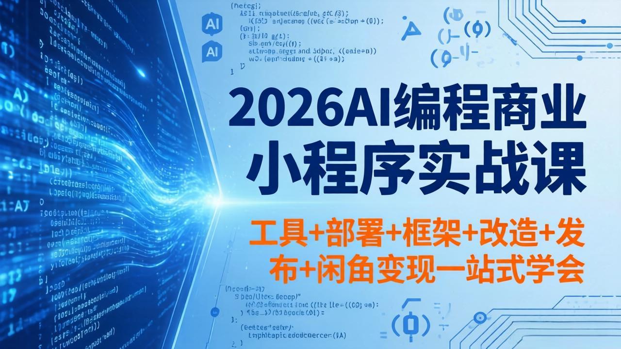 2026AI编程商业小程序实战课，工具+部署+框架+改造+发布+闲鱼变现一站式学会-羽哥创业课堂