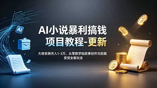 AI小说暴利搞钱项目教程-更新，大佬亲测月入1-3万，从零教学短故事创作与投稿变现全套玩法-羽哥创业课堂