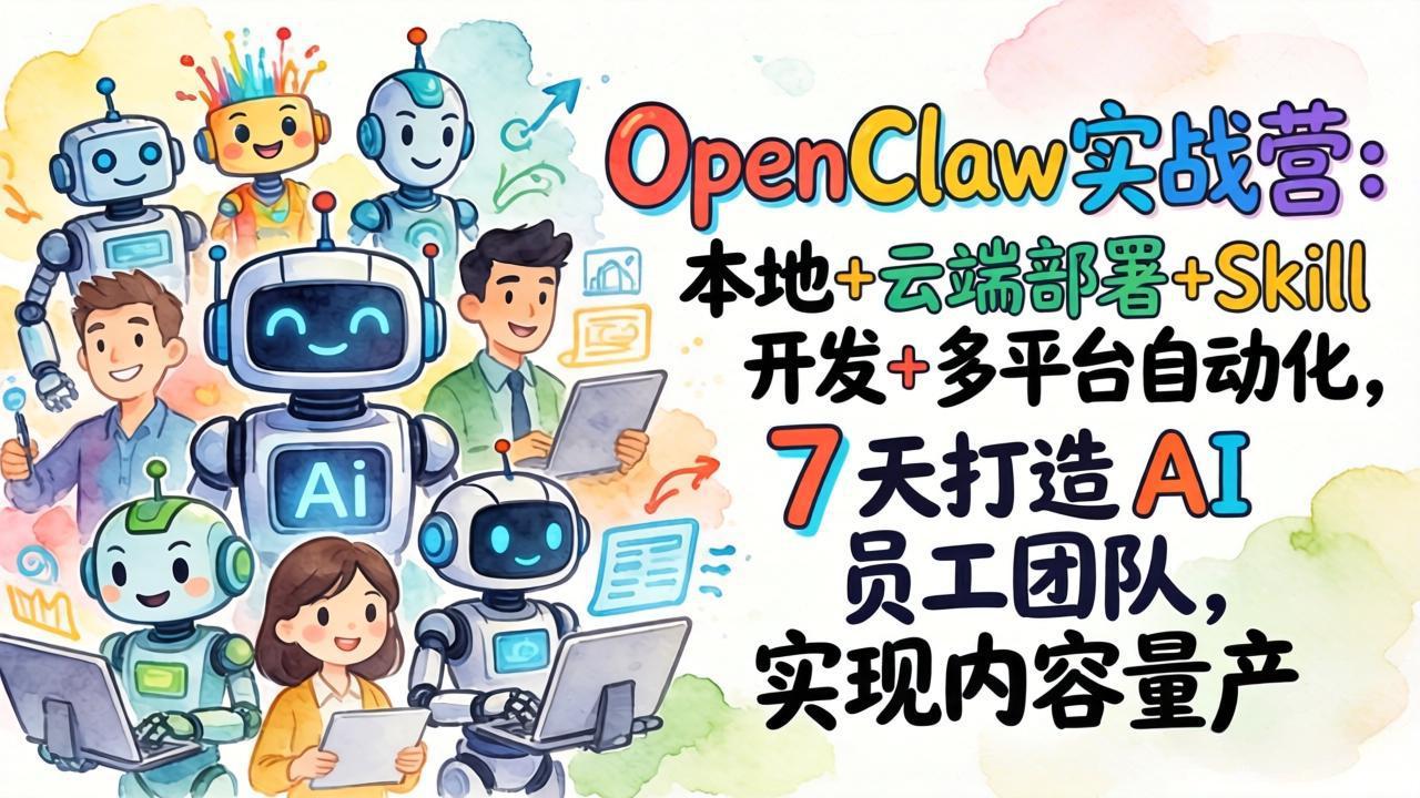 OpenClaw实战营：本地+云端部署+Skill开发+多平台自动化，7 天打造 AI 员工团队，实现内容量产-羽哥创业课堂