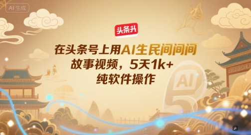 在头条号上用AI生民间故事视频，5天1k+，纯软件操作-羽哥创业课堂