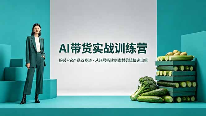 AI带货实战训练营，服装+农产品双赛道，从账号搭建到素材剪辑快速出单-羽哥创业课堂