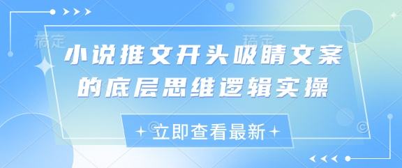 小说推文开头吸睛文案的底层思维逻辑实操-羽哥创业课堂