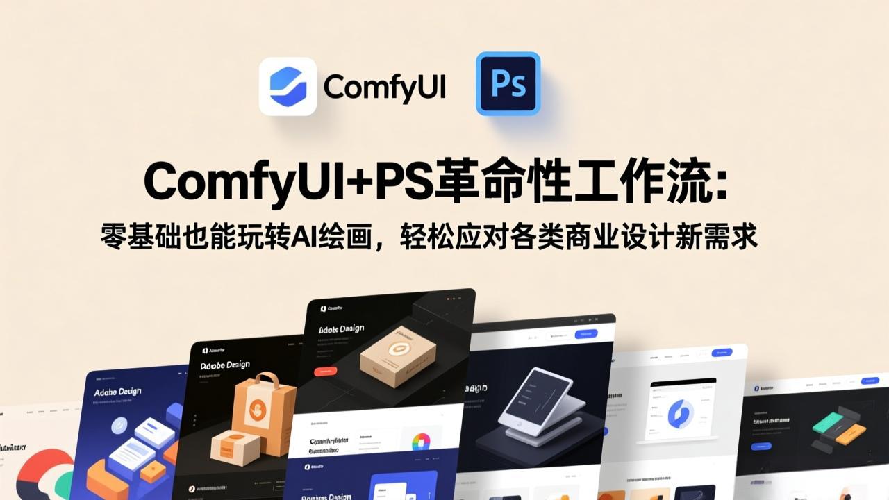 ComfyUI+PS革命性工作流:零基础也能玩转AI绘画,轻松应对各类商业设计新需求-羽哥创业课堂