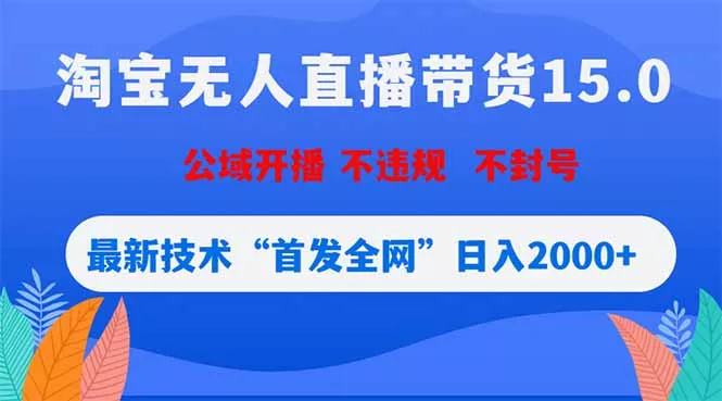 淘宝无人直播带货15.0，不封号，不违规，公域玩法，首发全网日入2000+-羽哥创业课堂