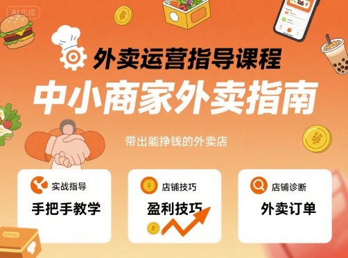 外卖运营指导课程，中小商家外卖指南，手把手带出能挣钱的外卖店-羽哥创业课堂