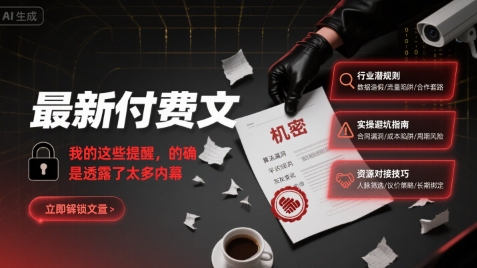 最新付费文:我的这些提醒,的确是透露了太多内幕-羽哥创业课堂