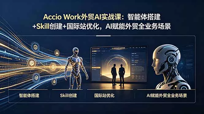 Accio Work外贸AI实战课：智能体搭建+Skill创建+国际站优化，AI赋能外贸全业务场景-羽哥创业课堂