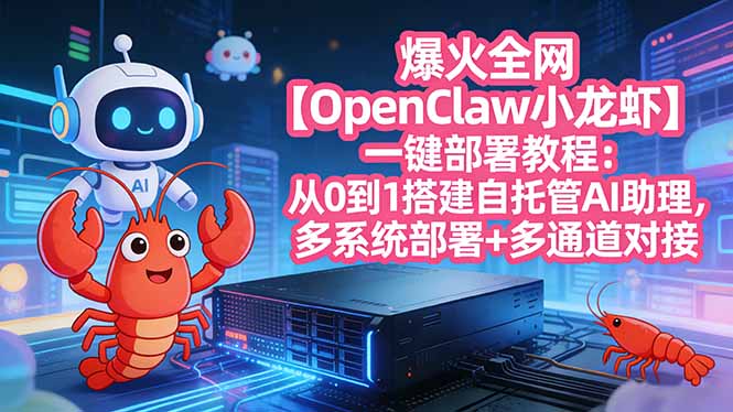 爆火全网【OpenClaw 小龙虾】一键部署教程：从0到1搭建自托管AI助理，多系统部署+多通道对接-羽哥创业课堂