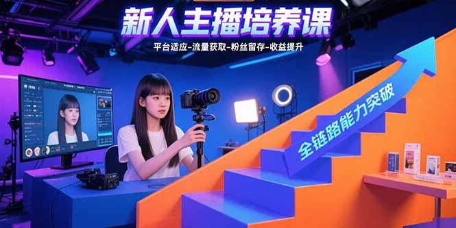 新人主播培养课：平台适应-流量获取-粉丝留存-收益提升 全链路能力突破-羽哥创业课堂