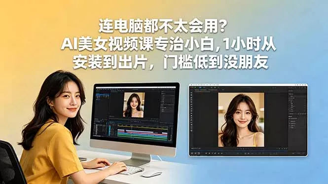 连电脑都不太会用?AI美女视频课专治小白,1小时从安装到出片,门槛低到没朋友-羽哥创业课堂
