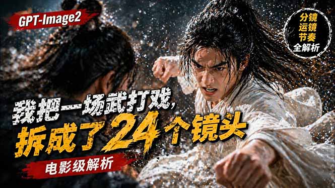 用GPT-Image2，把一段武打对决拆成24个连续镜头，从人物建立、动作衔接、运镜节奏，到情绪爆发-羽哥创业课堂