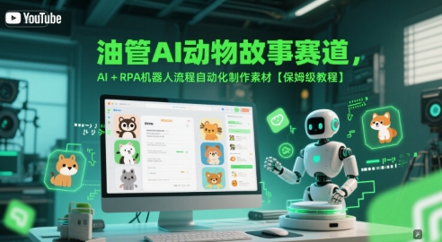 油管AI动物故事赛道，AI+RPA机器人流程自动化制作素材【保姆级教程】-羽哥创业课堂