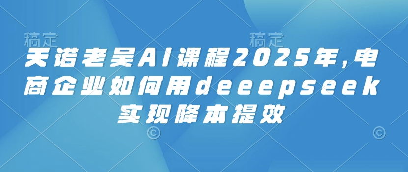 天诺老吴AI课程2025年，电商企业如何用deeepseek实现降本提效-羽哥创业课堂