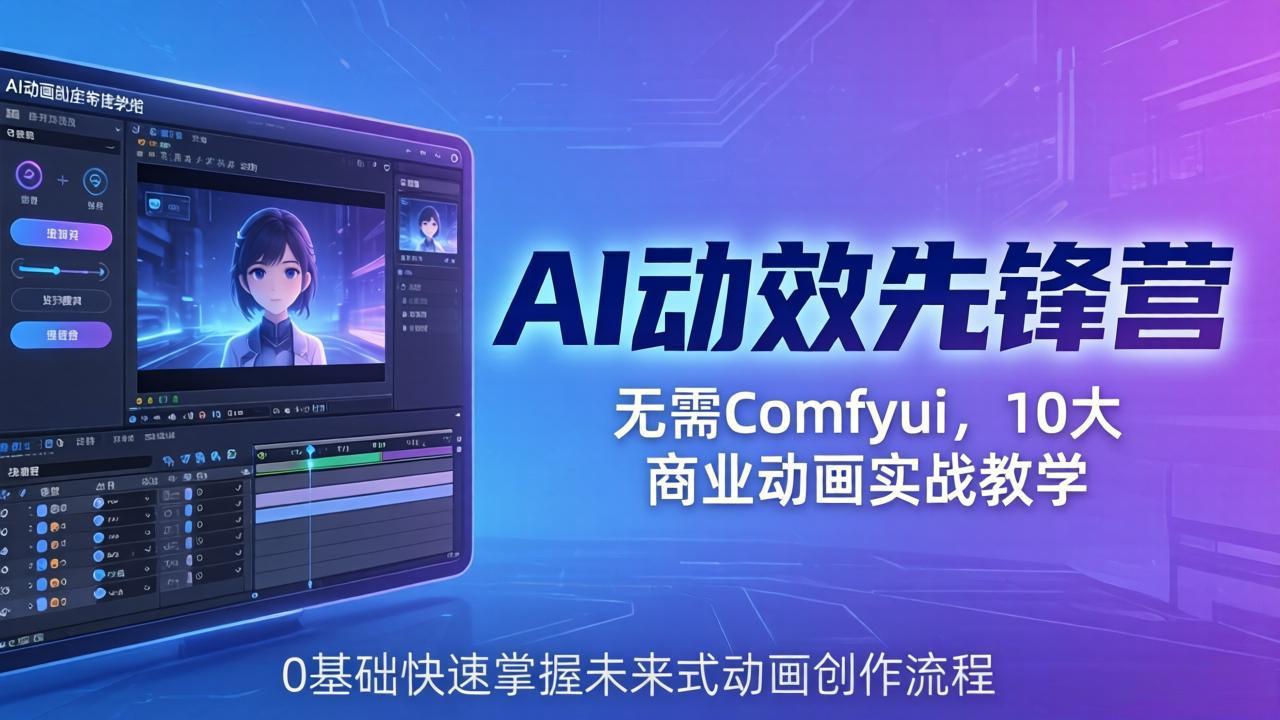 AI 动效先锋营：无需Comfyui，10大商业动画实战教学，0基础快速掌握未来式动画创作流程-羽哥创业课堂