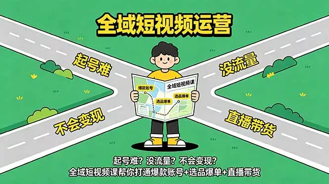 起号难?没流量?不会变现?全域短视频课帮你打通爆款账号+选品爆单+直播带货-羽哥创业课堂