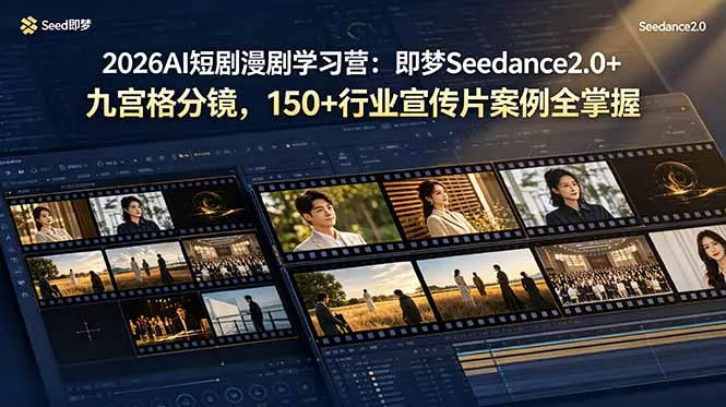 2026AI短剧漫剧学习营：即梦Seedance2.0+九宫格分镜，150+行业宣传片案例全掌握-羽哥创业课堂
