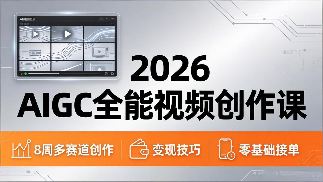 2026AIGC全能视频创作课，8周吃透多赛道创作+变现，零基础也能高效出片接单-羽哥创业课堂