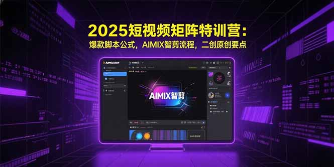 2025短视频矩阵特训营:爆款脚本公式,AIMIX智剪流程,二创原创要点-羽哥创业课堂