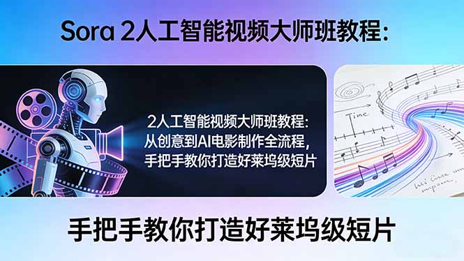 Sora 2人工智能视频大师班教程：从创意到AI电影制作全流程，手把手教你打造好莱坞级短片-羽哥创业课堂