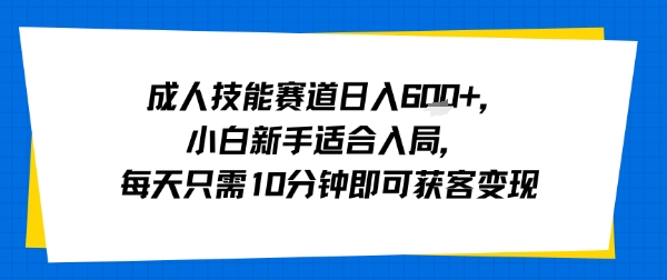成人技能赛道日入多张，小白新手适合入局，每天只需10分钟即可获客变现-羽哥创业课堂