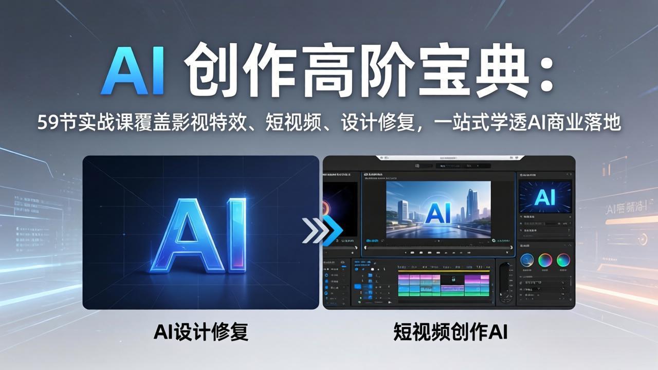AI 创作高阶宝典:59节实战课覆盖影视特效、短视频、设计修复,一站式学透AI商业落地-羽哥创业课堂