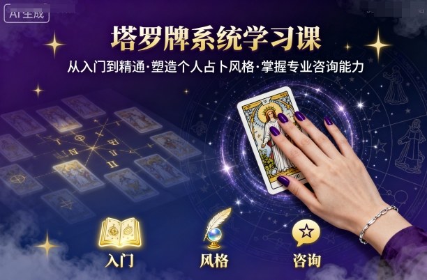 塔罗牌系统学习课,助你从入门到精通,塑造个人占卜风格,掌握专业咨询能力-羽哥创业课堂
