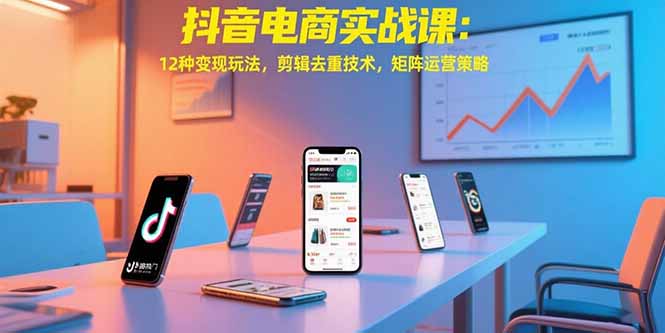 抖音电商实战课:12种变现玩法,剪辑去重技术,矩阵运营策略-羽哥创业课堂